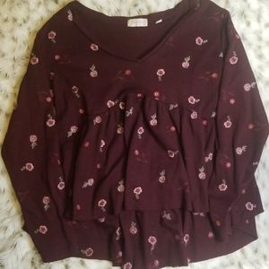 Altar'd State Marron Long Sleeve Top